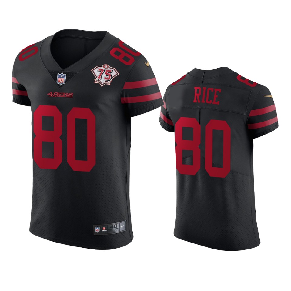 49ers #80 Jerry Rice Black Alternate Men's 75th Anniversary Stitched Vapor Untouchable Elite Jersey cheap jerseys for sale - CheapJerseys.Shop