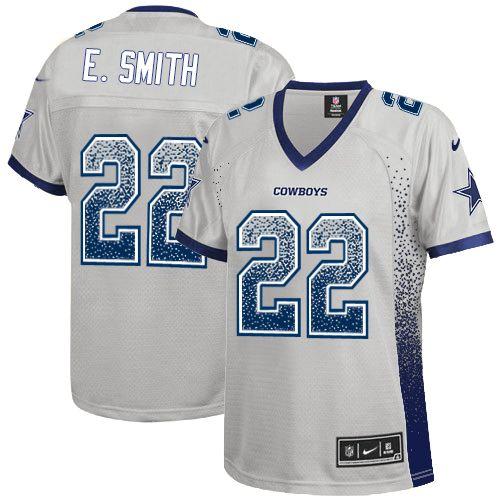 Cowboys #22 Emmitt Smith Grey Women's Stitched Elite Drift Fashion Jersey cheap jerseys for sale - CheapJerseys.Shop