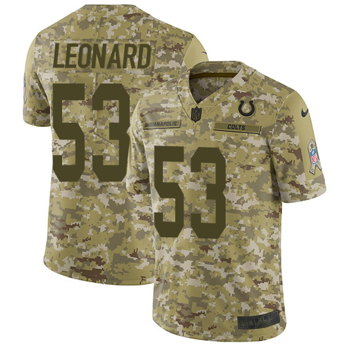 Indianapolis Colts #53 Darius Leonard Camo Youth Stitched Limited 2018 Salute to Service Jersey Youth cheap jerseys for sale - CheapJerseys.Shop