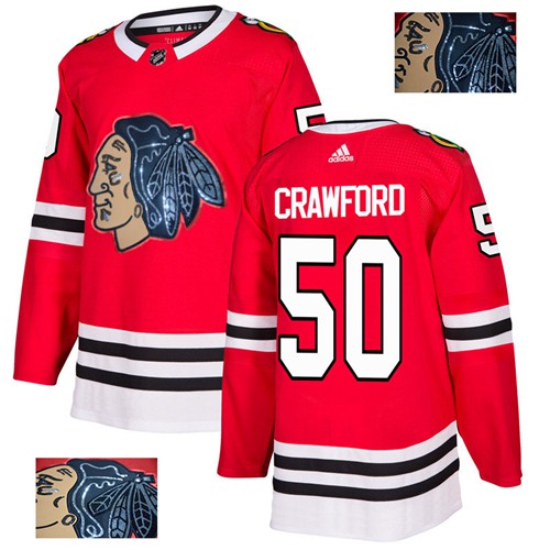 Chicago Blackhawks #50 Corey Crawford Red Home Authentic Fashion Gold Stitched Jersey Men's cheap jerseys for sale - CheapJerseys.Shop