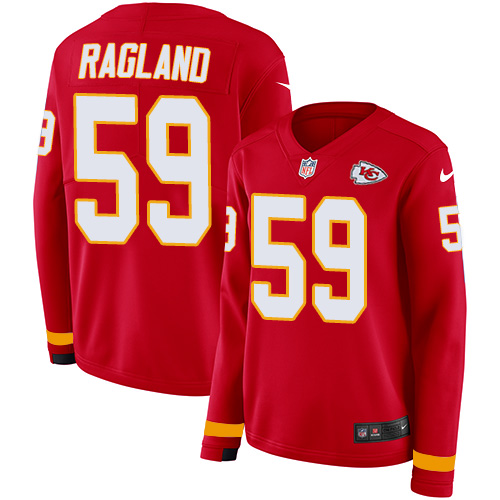 Kansas City Chiefs #59 Reggie Ragland Red Team Color Women's Stitched Limited Therma Long Sleeve Jersey Womens cheap jerseys for sale - CheapJerseys.Shop