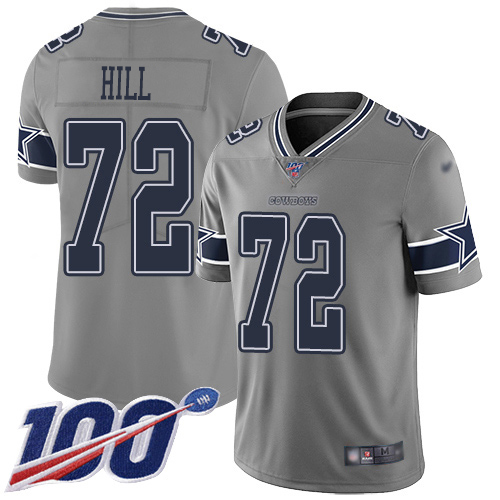 Dallas Cowboys #72 Trysten Hill Gray Men's Stitched Limited Inverted Legend 100th Season Jersey Men's cheap jerseys for sale - CheapJerseys.Shop