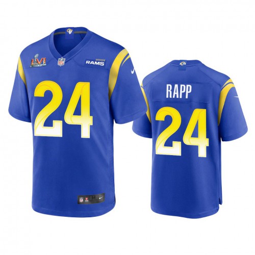Los Angeles Los Angeles Rams #24 Taylor Rapp Men's Super Bowl LVI Patch Game Jersey - Royal Men's cheap jerseys for sale - CheapJerseys.Shop