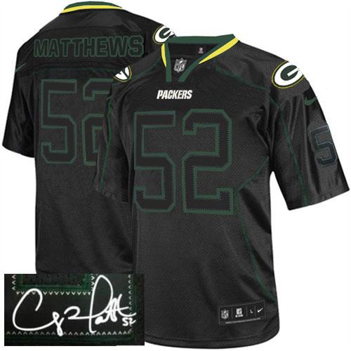 Green Bay Packers #52 Clay Matthews Lights Out Black Men's Stitched Elite Autographed Jersey Men's cheap jerseys for sale - CheapJerseys.Shop