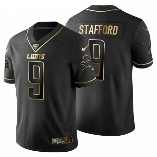 Detroit Detroit Lions #9 Matthew Stafford Men's Black Golden Limited 100 Jersey Men's cheap jerseys for sale - CheapJerseys.Shop