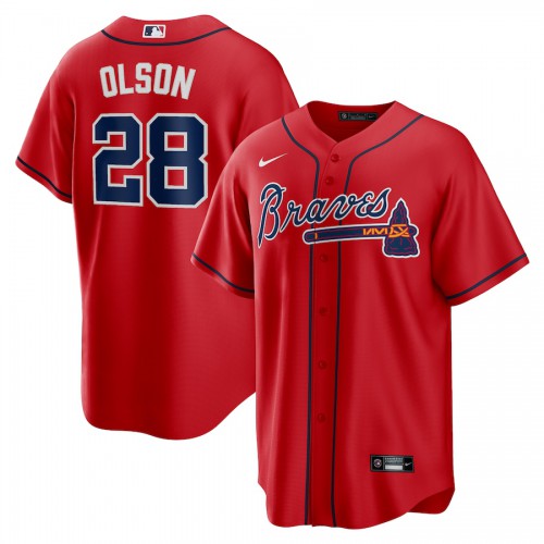 Atlanta Atlanta Braves #28 Matt Olson Men's Red Alternate Replica Player Jersey Men's cheap jerseys for sale - CheapJerseys.Shop