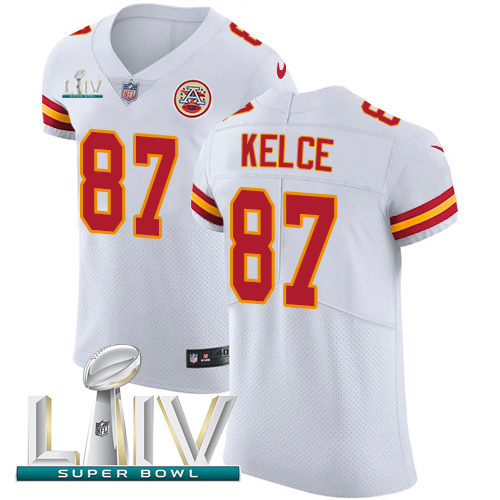 Chiefs #87 Travis Kelce White Super Bowl LIV 2020 Men's Stitched New Elite Jersey cheap jerseys for sale - CheapJerseys.Shop