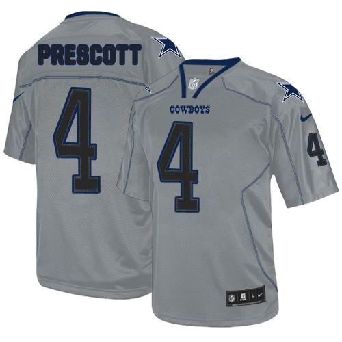 Cowboys #4 Dak Prescott Lights Out Grey Men's Stitched Elite Jersey cheap jerseys for sale - CheapJerseys.Shop