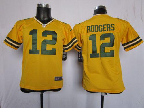 Packers #12 Aaron Rodgers Yellow Alternate Youth Stitched Elite Jersey cheap jerseys for sale - CheapJerseys.Shop
