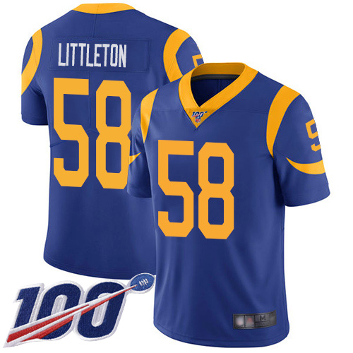 Los Angeles Rams #58 Cory Littleton Royal Blue Alternate Men's Stitched 100th Season Vapor Limited Jersey Men's cheap jerseys for sale - CheapJerseys.Shop