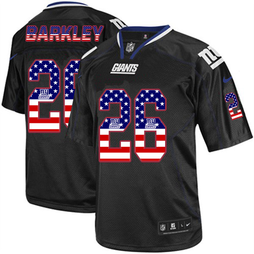 Giants #26 Saquon Barkley Black Men's Stitched Elite USA Flag Fashion Jersey cheap jerseys for sale - CheapJerseys.Shop