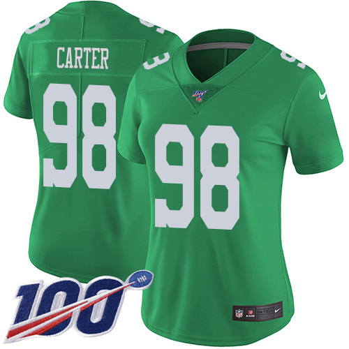 Eagles #98 Jalen Carter Green Women's Stitched Limited Rush 100th Season Jersey cheap jerseys for sale - CheapJerseys.Shop