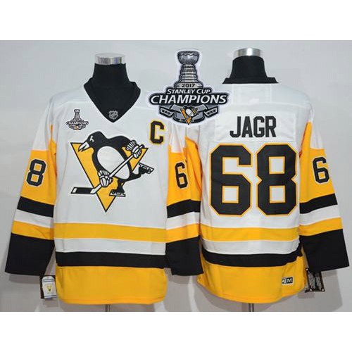 Pittsburgh Penguins #68 Jaromir Jagr White New Away 2017 Stanley Cup Finals Champions Stitched Jersey Men's cheap jerseys for sale - CheapJerseys.Shop