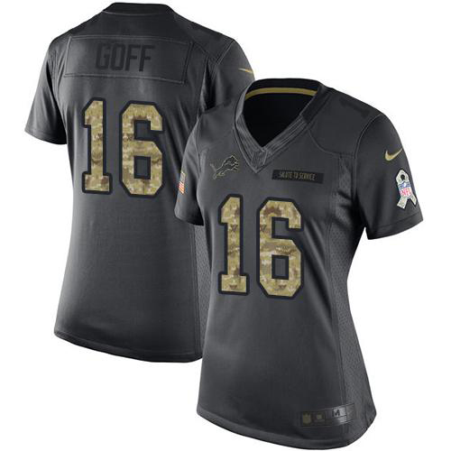 Detroit Lions #16 Jared Goff Black Women's Stitched Limited 2016 Salute To Service Jersey cheap jerseys for sale - CheapJerseys.Shop