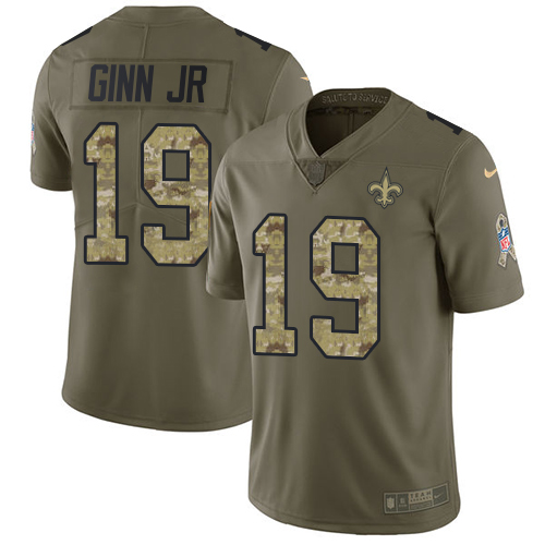 New Orleans Saints #19 Ted Ginn Jr Olive/Camo Youth Stitched Limited 2017 Salute to Service Jersey Youth cheap jerseys for sale - CheapJerseys.Shop
