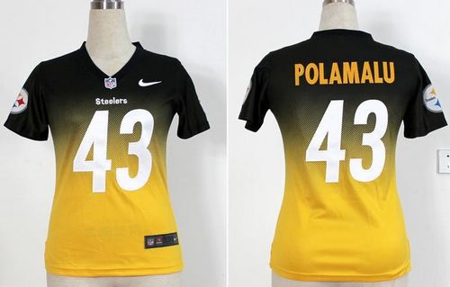 Steelers #43 Troy Polamalu Black/Yellow Women's Stitched Elite Fadeaway Fashion Jersey cheap jerseys for sale - CheapJerseys.Shop