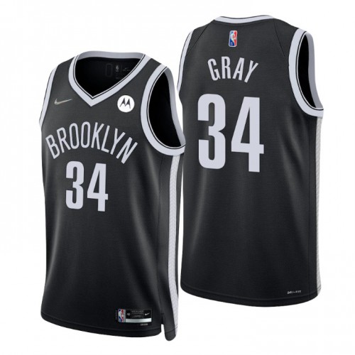 Brooklyn Nets #34 Raiquan Gray Black Mens 2021-22 75th Anniversary Diamond Swingman Jersey - Icon Edition Mens cheap jerseys for sale - CheapJerseys.Shop