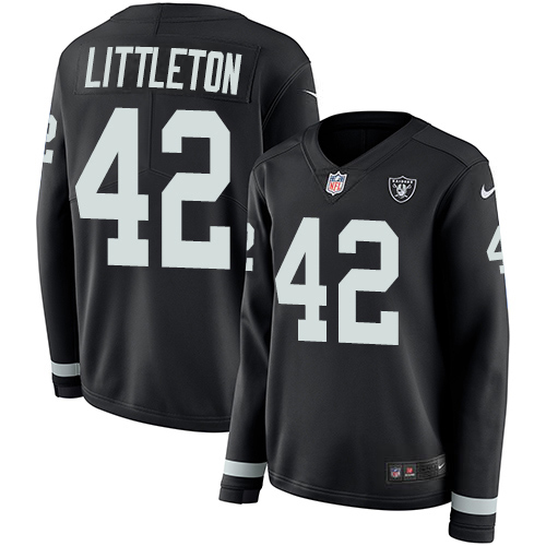 Las Vegas Raiders #42 Cory Littleton Black Team Color Women's Stitched Limited Therma Long Sleeve Jersey Womens cheap jerseys for sale - CheapJerseys.Shop
