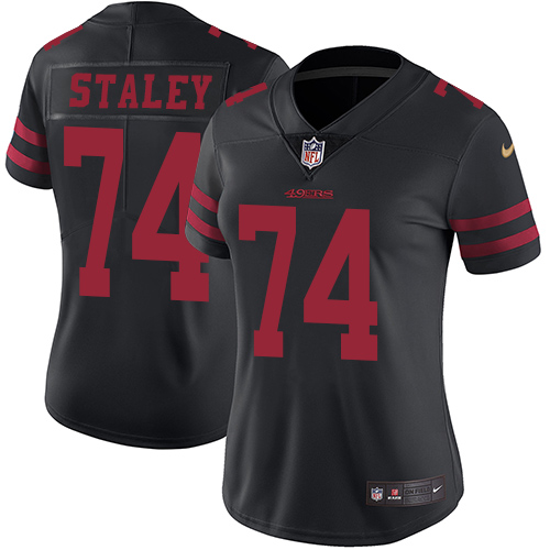 San Francisco 49ers #74 Joe Staley Black Alternate Women's Stitched Vapor Untouchable Limited Jersey Womens cheap jerseys for sale - CheapJerseys.Shop