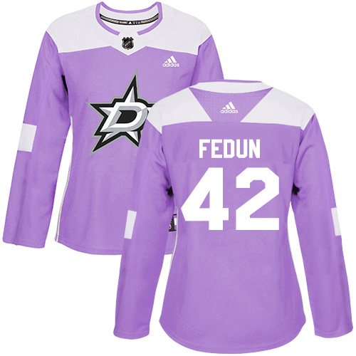 Dallas Stars #42 Taylor Fedun Purple Authentic Fights Cancer Women's Stitched Jersey Womens cheap jerseys for sale - CheapJerseys.Shop