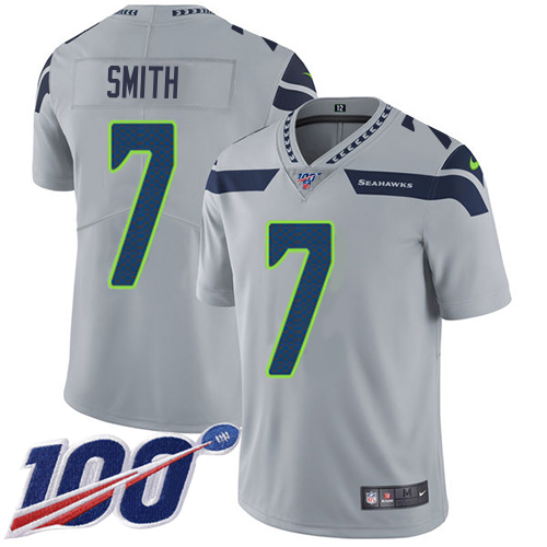 Seahawks #7 Geno Smith Grey Alternate Youth Stitched 100th Season Vapor Untouchable Limited Jersey cheap jerseys for sale - CheapJerseys.Shop