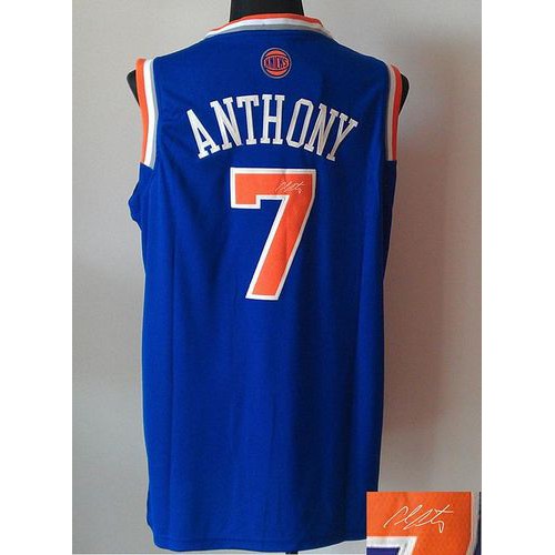 Revolution 30 Autographed New York Knicks #7 Carmelo Anthony Blue Stitched Jersey Mens cheap jerseys for sale - CheapJerseys.Shop