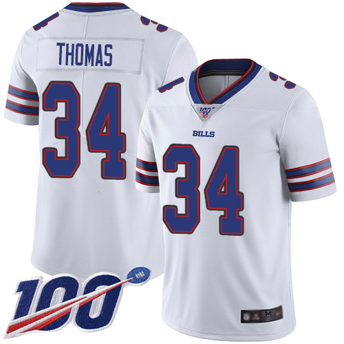 Buffalo Bills #34 Thurman Thomas White Men's Stitched 100th Season Vapor Limited Jersey Men's cheap jerseys for sale - CheapJerseys.Shop