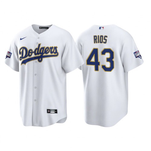 Los Angeles Los Angeles Dodgers #43 Edwin Rios Men's 2021 Gold Program World Series Champions Jersey Whtie Men's cheap jerseys for sale - CheapJerseys.Shop