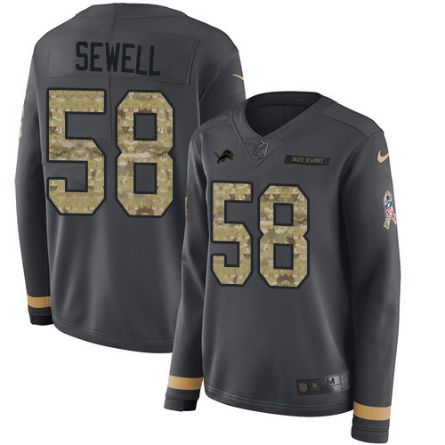 Detroit Detroit Lions #58 Penei Sewell Anthracite Salute to Service Women's Stitched Limited Therma Long Sleeve Jersey Womens cheap jerseys for sale - CheapJerseys.Shop