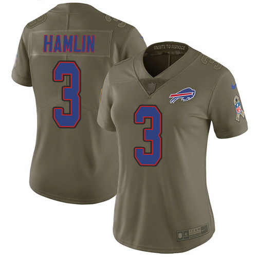 Bills #3 Damar Hamlin Olive Women's Stitched Limited 2017 Salute To Service Jersey cheap jerseys for sale - CheapJerseys.Shop