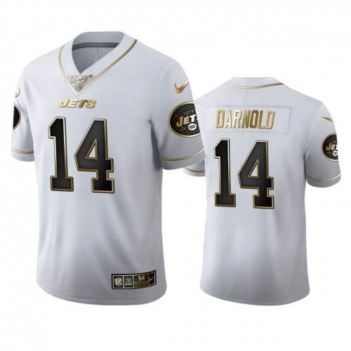 New York New York Jets #14 Sam Darnold Men's White Golden Edition Vapor Limited 100 Jersey Men's cheap jerseys for sale - CheapJerseys.Shop