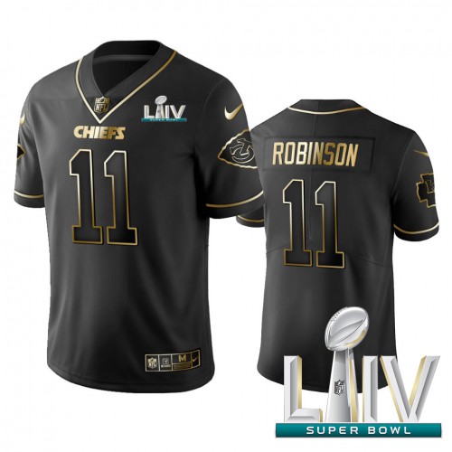 Kansas City Chiefs #11 Demarcus Robinson Black Golden Super Bowl LIV 2020 Limited Edition Stitched Jersey Men's cheap jerseys for sale - CheapJerseys.Shop