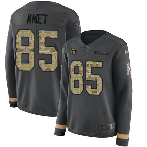 Chicago Bears #85 Cole Kmet Anthracite Salute to Service Women's Stitched Limited Therma Long Sleeve Jersey Womens cheap jerseys for sale - CheapJerseys.Shop