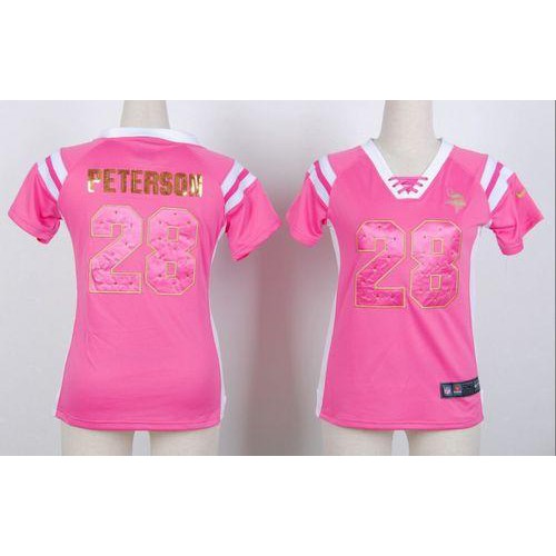 Minnesota Vikings #28 Adrian Peterson Pink Women's Stitched Elite Draft Him Shimmer Jersey Womens cheap jerseys for sale - CheapJerseys.Shop