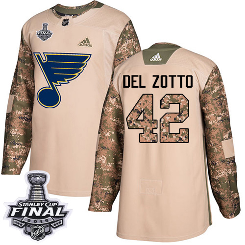 St. Louis Blues #42 Michael Del Zotto Camo Authentic 2017 Veterans Day 2019 Stanley Cup Final Stitched Jersey Men's cheap jerseys for sale - CheapJerseys.Shop