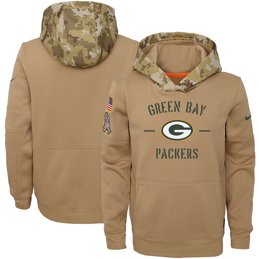 Youth Green Bay Packers Khaki 2019 Salute To Service Therma Pullover Hoodie cheap jerseys for sale - CheapJerseys.Shop