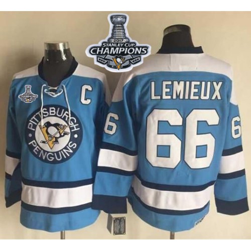 Pittsburgh Penguins #66 Mario Lemieux Blue Alternate CCM Throwback 2017 Stanley Cup Finals Champions Stitched Jersey Men's cheap jerseys for sale - CheapJerseys.Shop