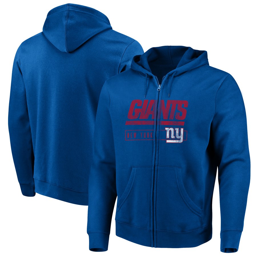 New York Giants Majestic Hyper Stack Full-Zip Hoodie Royal cheap jerseys for sale - CheapJerseys.Shop