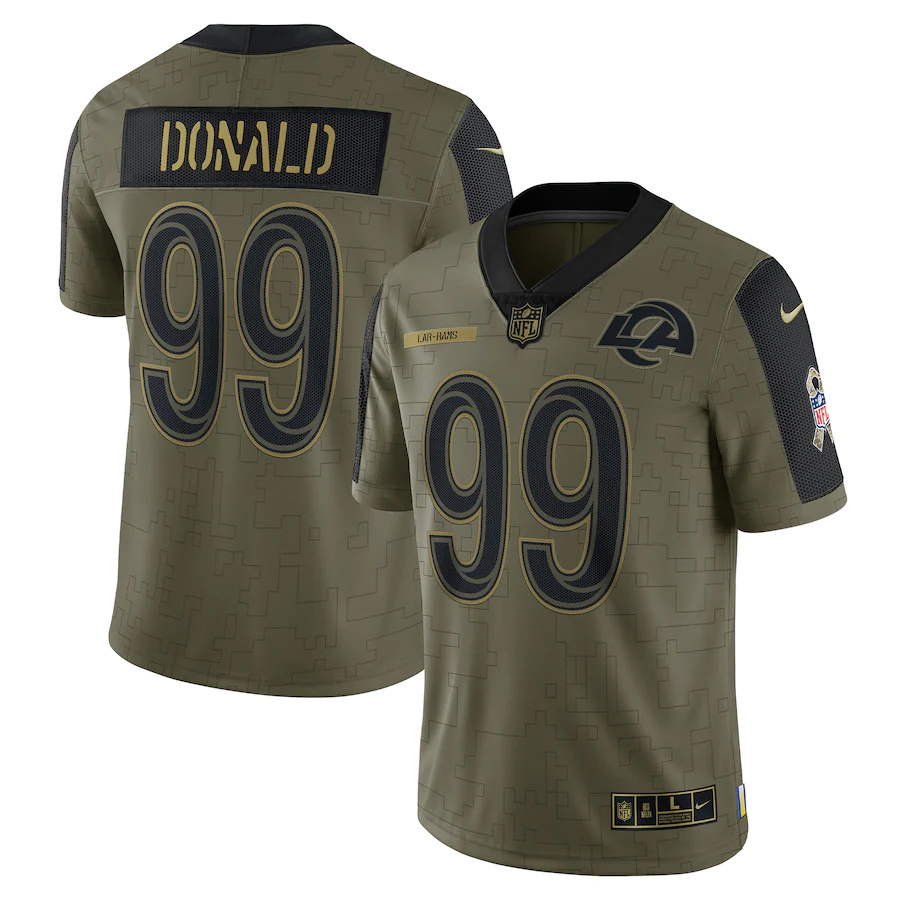 Los Angeles Rams #99 Aaron Donald Olive 2021 Salute To Service Limited Player Jersey cheap jerseys for sale - CheapJerseys.Shop