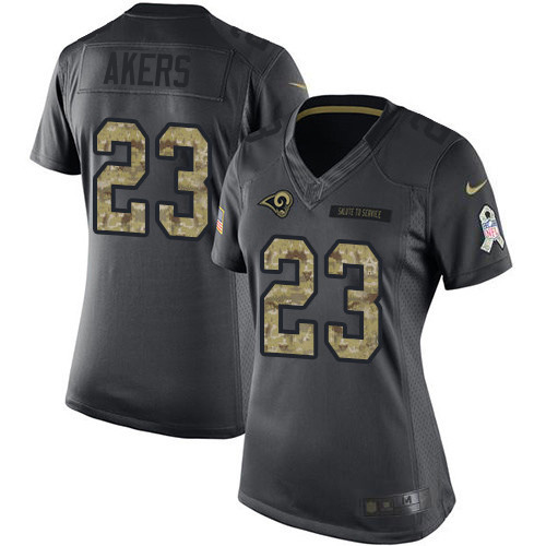 Los Angeles Rams #23 Cam Akers Black Women's Stitched Limited 2016 Salute to Service Jersey Womens cheap jerseys for sale - CheapJerseys.Shop