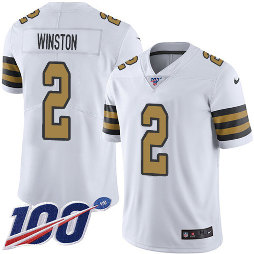 New Orleans Saints #2 Jameis Winston White Men's Stitched Limited Rush 100th Season Jersey Men's cheap jerseys for sale - CheapJerseys.Shop