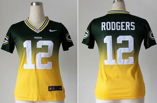 Packers #12 Aaron Rodgers Green/Gold Women's Stitched Elite Fadeaway Fashion Jersey cheap jerseys for sale - CheapJerseys.Shop