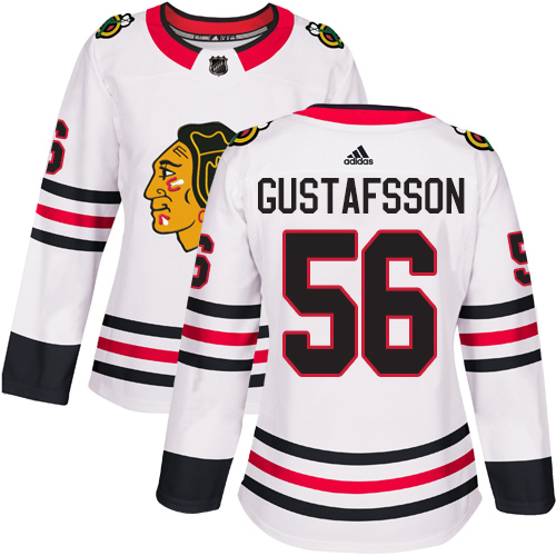 Chicago Blackhawks #56 Erik Gustafsson White Road Authentic Women's Stitched Jersey Womens cheap jerseys for sale - CheapJerseys.Shop
