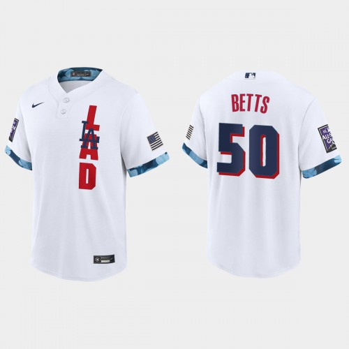 Los Angeles Los Angeles Dodgers #50 Mookie Betts 2021 All Star Game Fan's Version White Jersey Men's cheap jerseys for sale - CheapJerseys.Shop