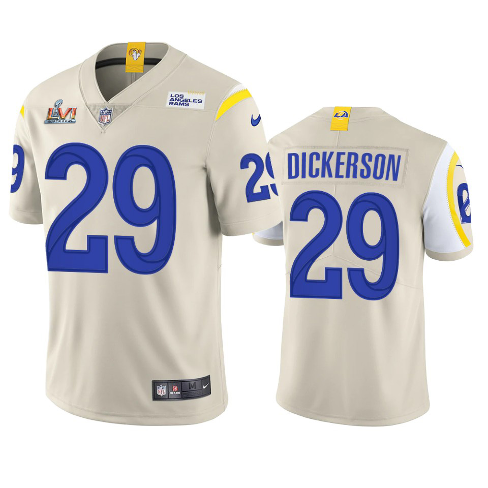 Los Angeles Rams #29 Eric Dickerson Men's Super Bowl LVI Patch Vapor Limited Jersey - Bone cheap jerseys for sale - CheapJerseys.Shop