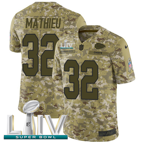 Kansas City Chiefs #32 Tyrann Mathieu Camo Super Bowl LIV 2020 Men's Stitched Limited 2018 Salute To Service Jersey Men's cheap jerseys for sale - CheapJerseys.Shop