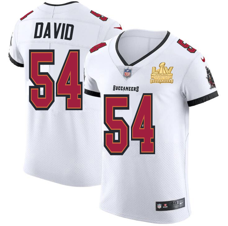 Tampa Bay Buccaneers #54 Lavonte David Men's Super Bowl LV Champions Patch White Vapor Elite Jersey cheap jerseys for sale - CheapJerseys.Shop