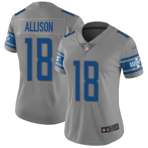 Detroit Lions #18 Geronimo Allison Gray Women's Stitched Limited Inverted Legend Jersey Womens cheap jerseys for sale - CheapJerseys.Shop