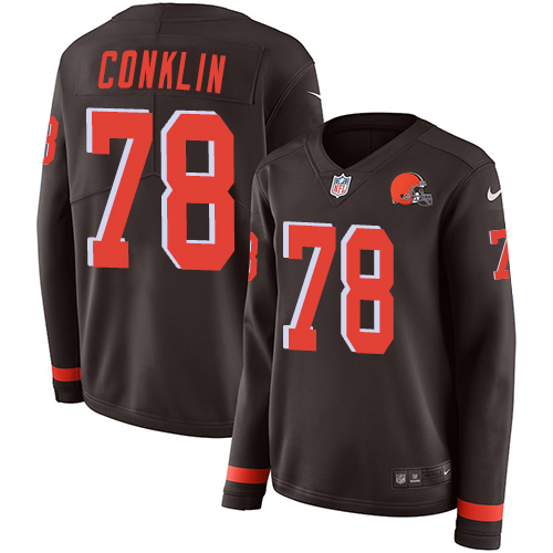 Cleveland Browns #78 Jack Conklin Brown Team Color Women's Stitched Limited Therma Long Sleeve Jersey Womens cheap jerseys for sale - CheapJerseys.Shop