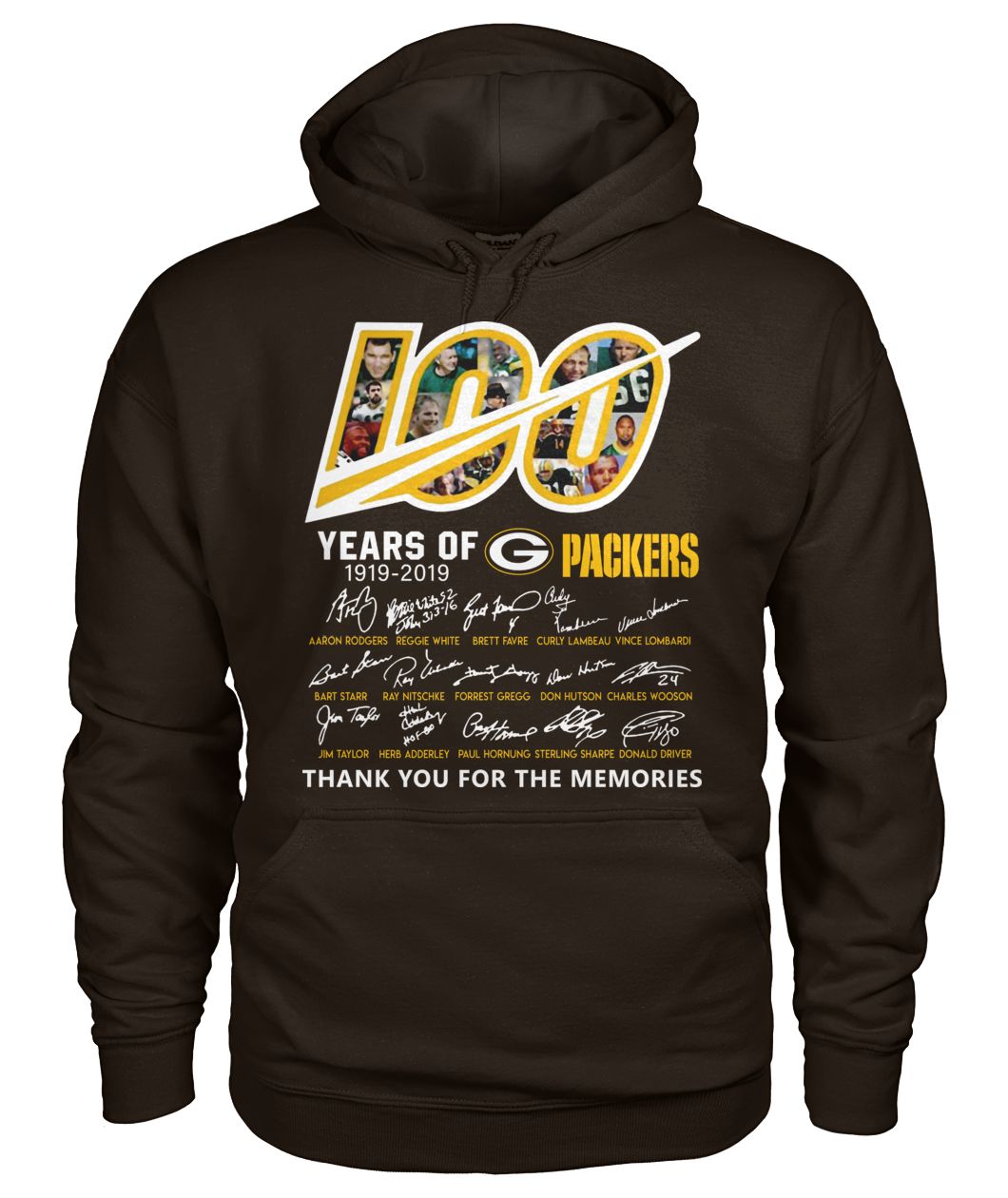 Green Bay Packers 100 Seasons Memories Pullover Hoodie Brown cheap jerseys for sale - CheapJerseys.Shop